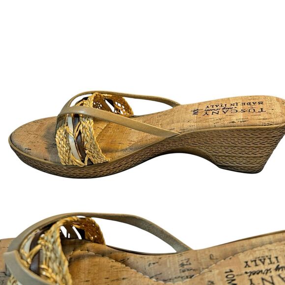 Tuscany Tan Slide Easy Street Wedge Sandals Made in Italy‎ - Size 10 - Picture 7 of 12